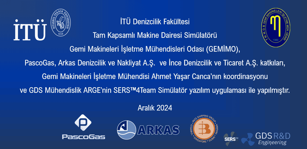 İTÜDF Gemi Makineleri İşletme Mühendisliği Bölümü, GDS Mühendislik ARGE San. Tic. Ltd. Şti. iş birliğiyle geliştirdiği Tam Kapsamlı Makine Dairesi Simülatörü ile sektörde fark yaratıyor. SERS™™Team uzmanlığıyla sunulan simülatör, STCW 2020 ve IMO Model Kursu 2.07 standartlarında Gemi Makine Dairesi Mühendis Eğitimi veriyor. SIRE 2.0 Eğitimleri, Takım Yönetimi Eğitimleri ve Engine Room Resource Management (ERM) Eğitimi ile donatılan müfredat, dijital dönüşüm ve analitik düşünme becerilerini geliştiriyor. İTÜDF, denizcilik sektörünün geleceğine yön veren mühendisler yetiştirmek için IMO STCW gerekliliklerini karşılayan en güncel eğitimleri sunuyor.